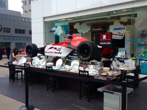 This was on Bloor St. You could either win the crockery on the table or 1 of 3 tickets to a car rally. Not sure which I'd pick.