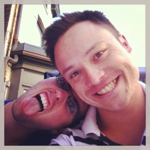 Being silly at dinner.