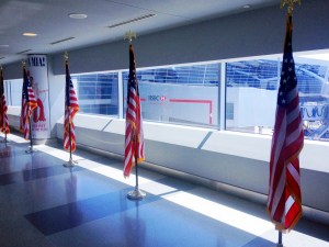 Flags in JFK airport.