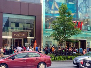 The queue outside the Magnum store.