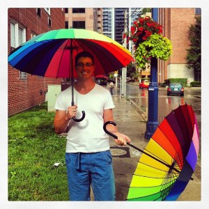Meeting Glen with umbrellas. Extra boyfriend points.