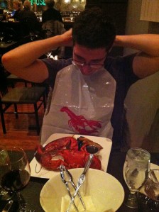 Putting on the bib