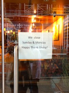 Sign on a restaurant door.