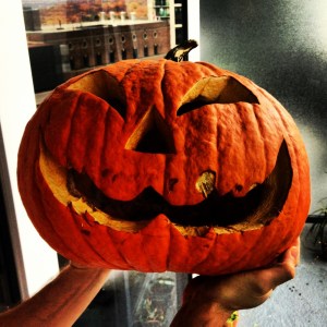 The jack-o-lantern is rotting.