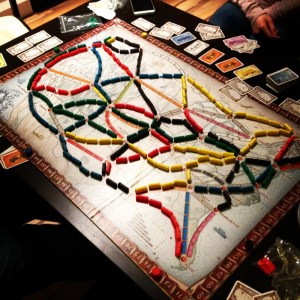 Ticket to Ride. The green ones are mine.