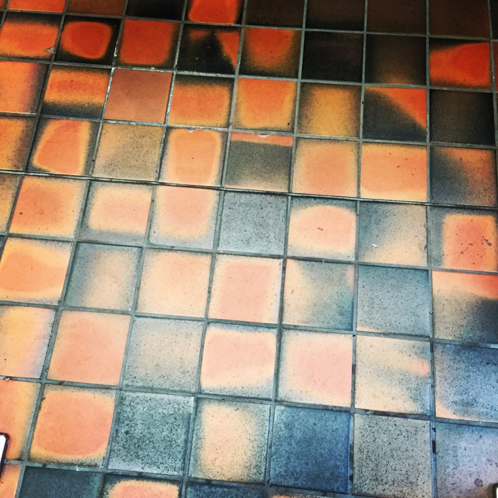 Tiles on the floor of the bank
